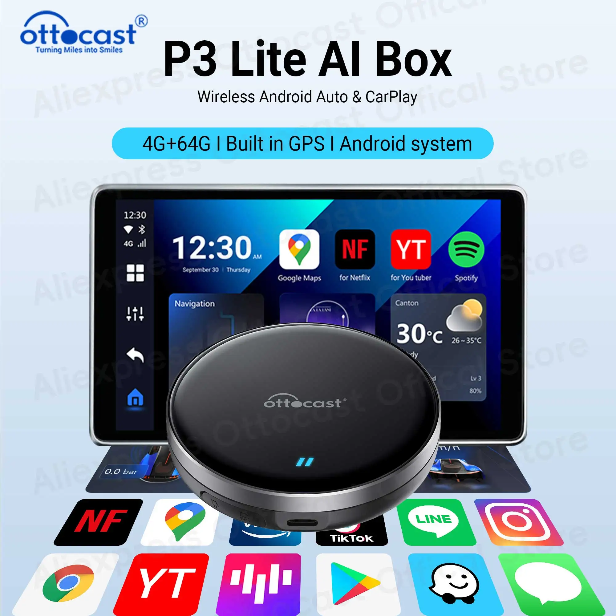 Ottocast-ottobox p3 lite 4 64g,avw,chervolet skoda,youtuber