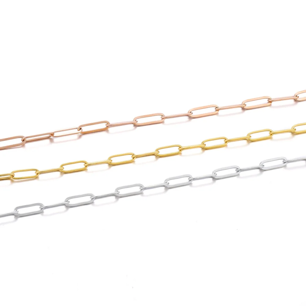 Stainless Steel Chain 1M 3/4mm No Fade Cable Gold Chains for Necklace Bracelet Anklet DIY Jewelry Making Components