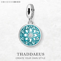 Sterling Silver Mandala Flower Pendant Charm - Elegant Autumn Jewelry Gift (Ring)