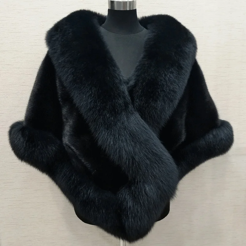 Big Bridal Faux Fur Wraps Winter Wedding Coat Warm shawls Outerwear White Black Blue Shrug Women Prom size 165*55 cm
