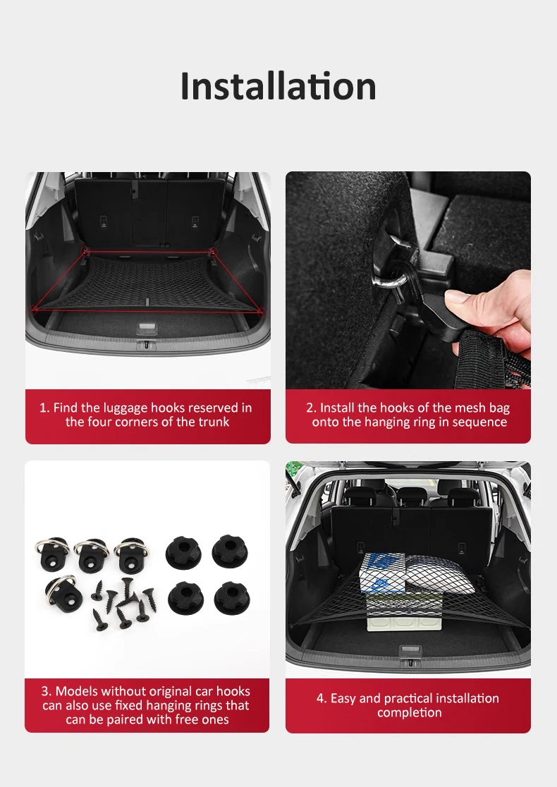 Kofferraumnetz für Jaecoo J7 Tansuo 06 2023 ~ 2025 Chery Fulwin T6 Tiggo 7 Verschleißfestes praktisches elastisches Nylonnetz-Zubehör – Detail 11