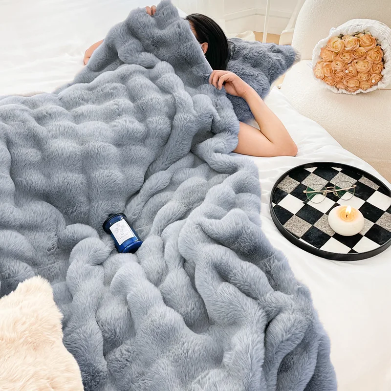 

2023 New Tuscan Rabbit Blanket Milk Fiber Sofa Cover High Sense Cover Blanket Nap Blanket Blanket Thickening Winter Bed