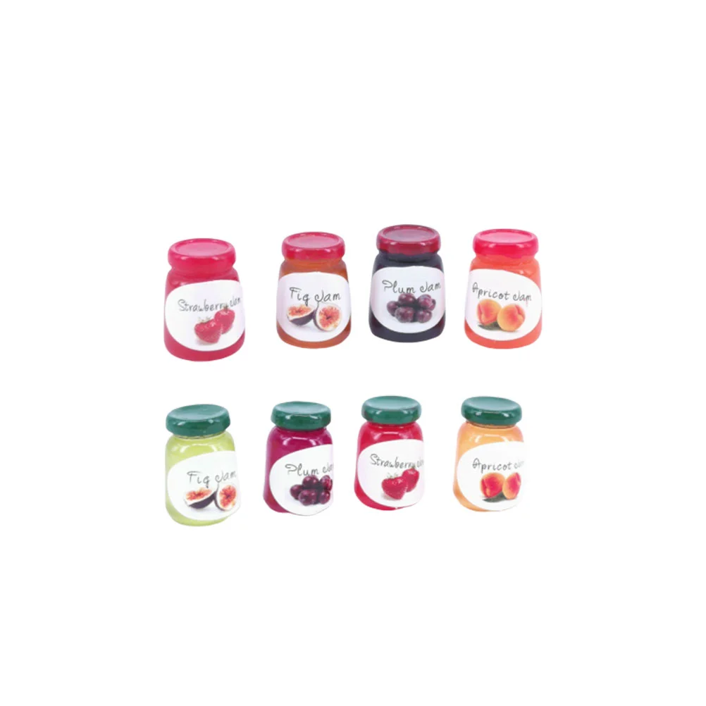 

8 Bottles House Miniatures Kitchen Display Fruit Jam Toys Artificial Micro Decors Layout Props Alloy Ornaments for Micro