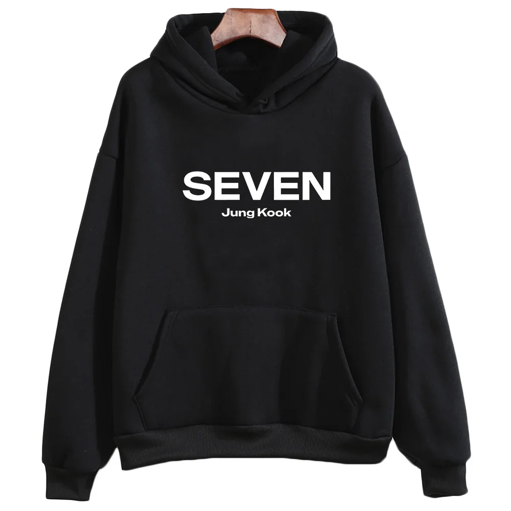 Letter Print JungKookSeven Hoodies Women/Men Aesthetic Sweatshirts Unisex Autumn Winter Clothing Oversized Crewneck Pullovers