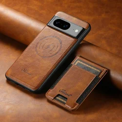 Premium Magnetic Leather Wallet Phone Case with Kickstand and Card Holder - Google8Pro (Brown)