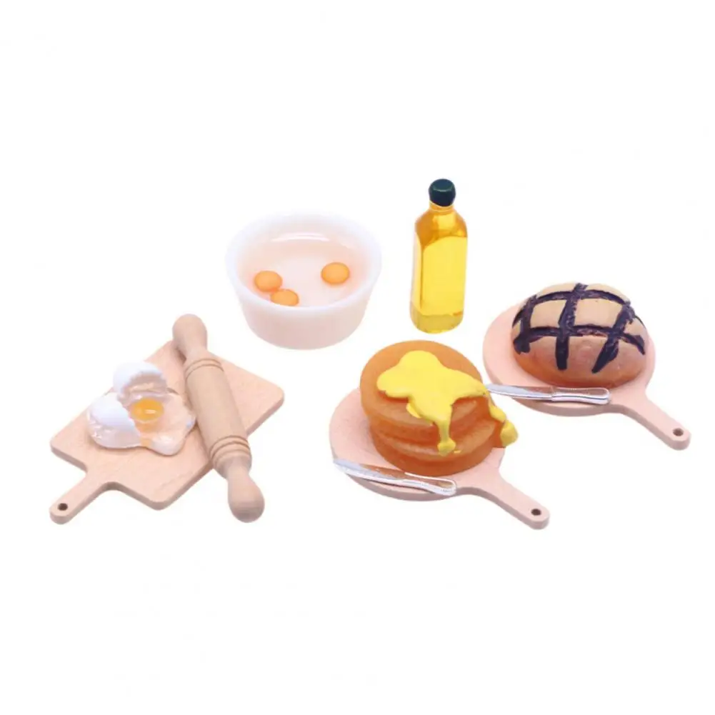 

Dollhouse Grocery Set Exquisite Miniature Dollhouse Breakfast Set Egg Bread Kit with Juice Tray Dollhouse Decoration for Kids'