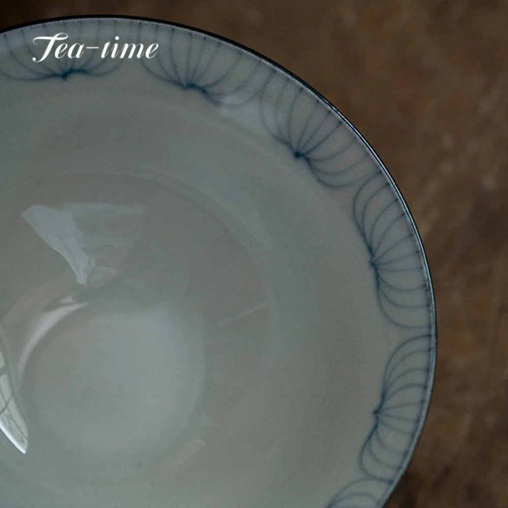 50ml Hand-painted Lotus Simple Antique Blue and White Bamboo Hat Tea Cup Ceramic Kung Fu TeaSet Master Personal Small Single Cup