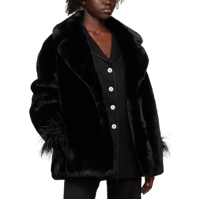 Ins Chic Brand Fashion Long Faux Rabbit Fur Coat Jacket Women Winter Oversized Shaggy Plush Fur Coats Street Girls Overcoat