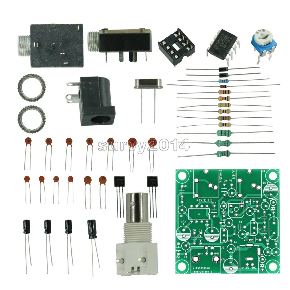 1 Set Diy Radio 40m Cw Shortwave Transmitter Qrp Pixie Kit Receiver 7.