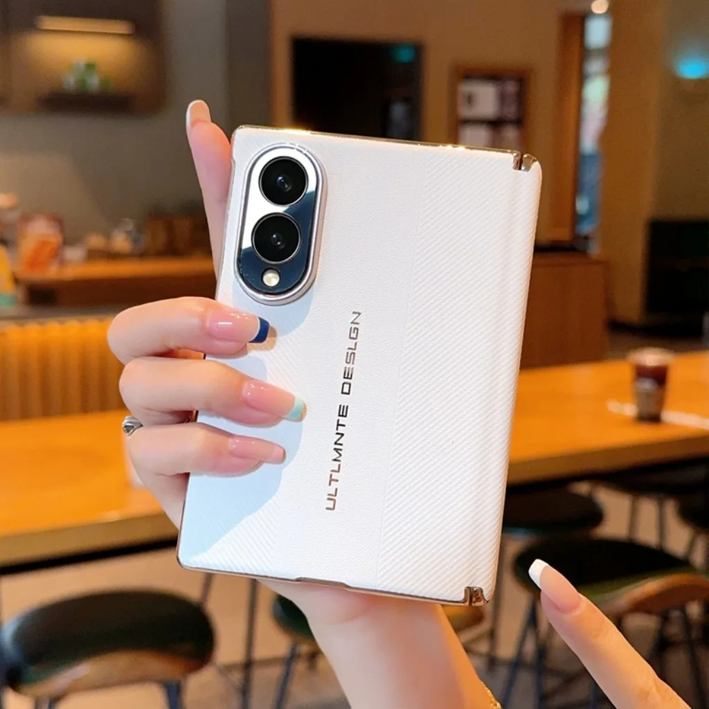 Carbon Fiber Texture PU Leather Shockproof Phone Case with Electroplated Frame