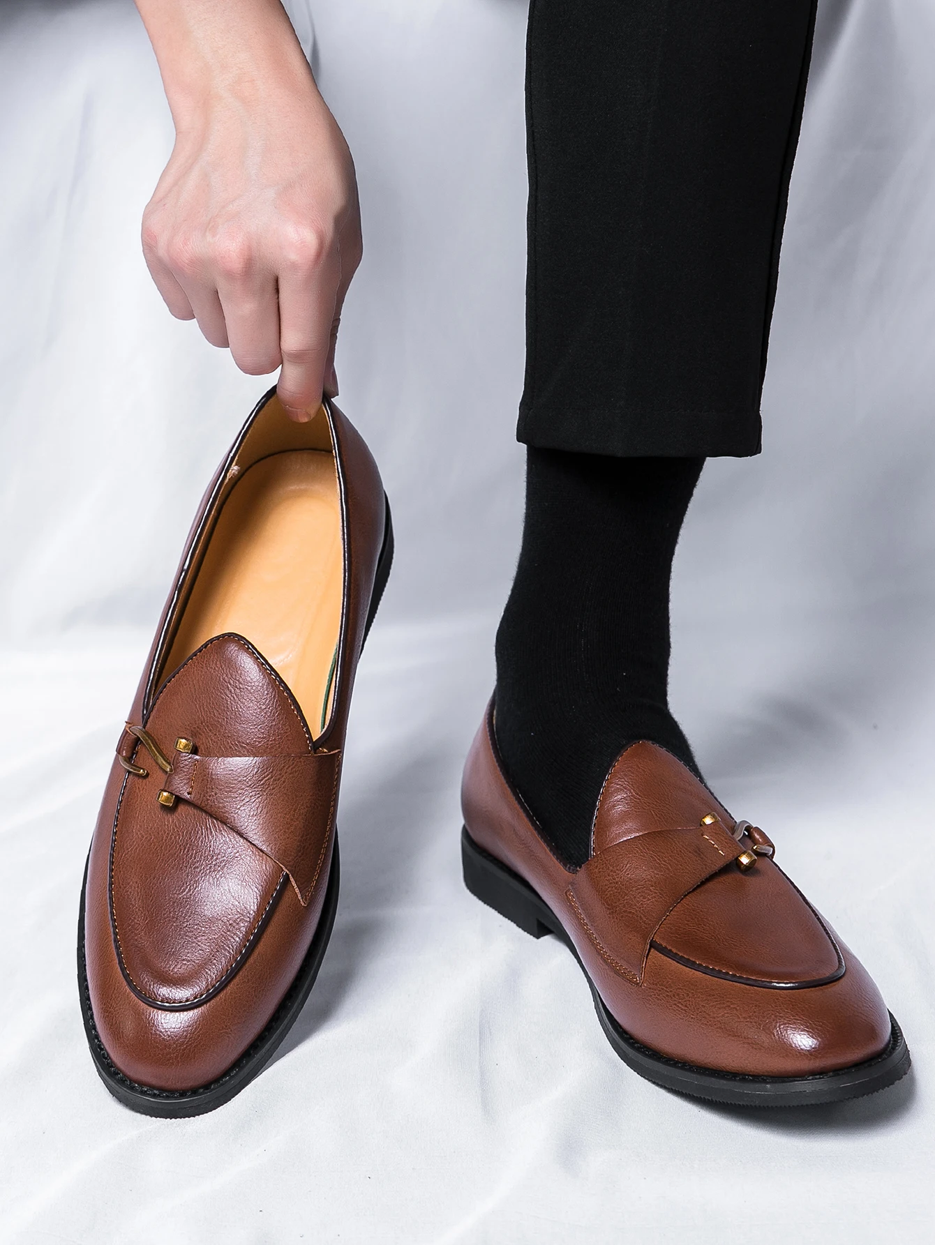Casual Loafers Men's Leather Shoes Buckle Party Wedding Comfortable Driving EUR Sizes 38-48