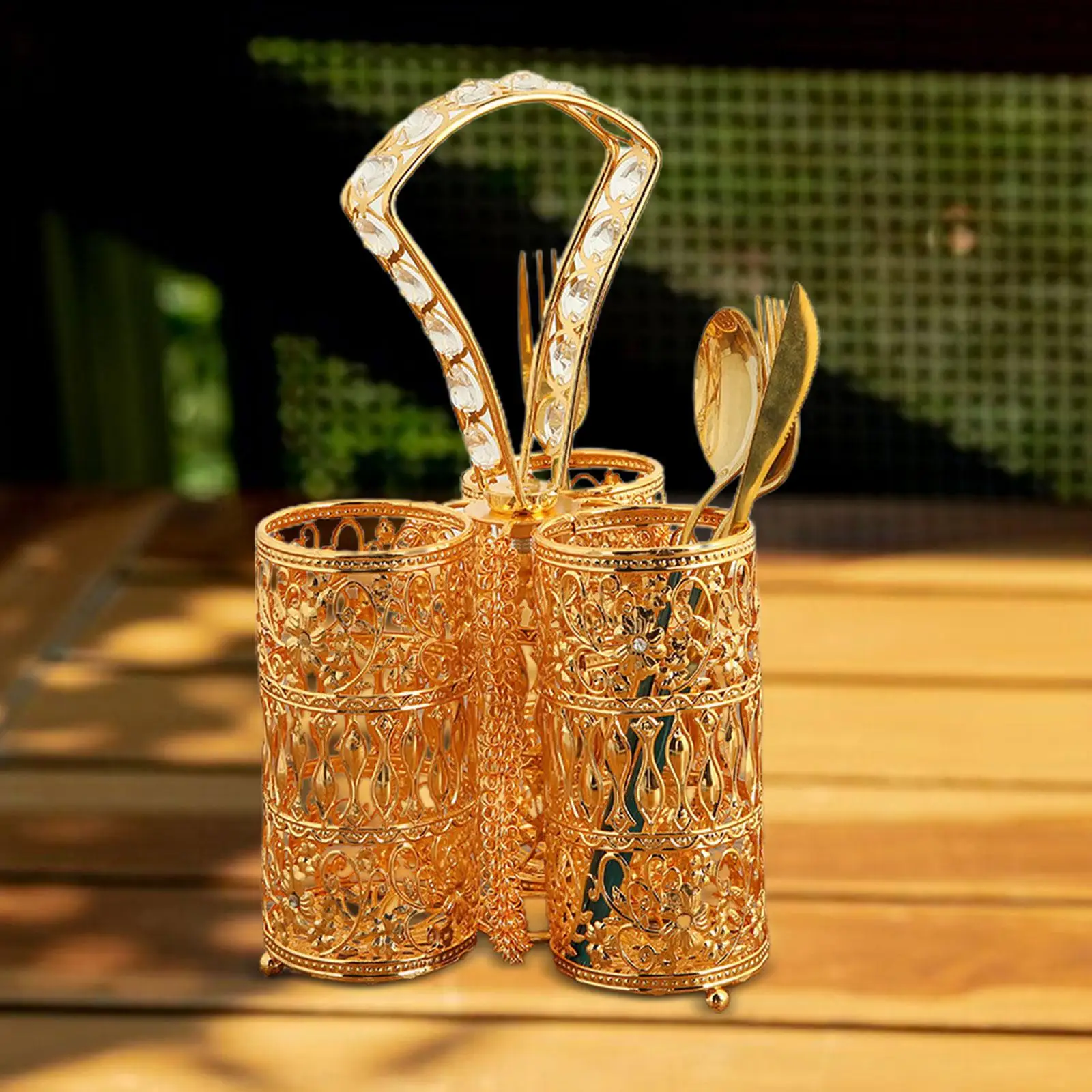 Kitchen-Utensil-Holder-Metal-Dining-Table-Decor-Luxurious-Design-Gold ...