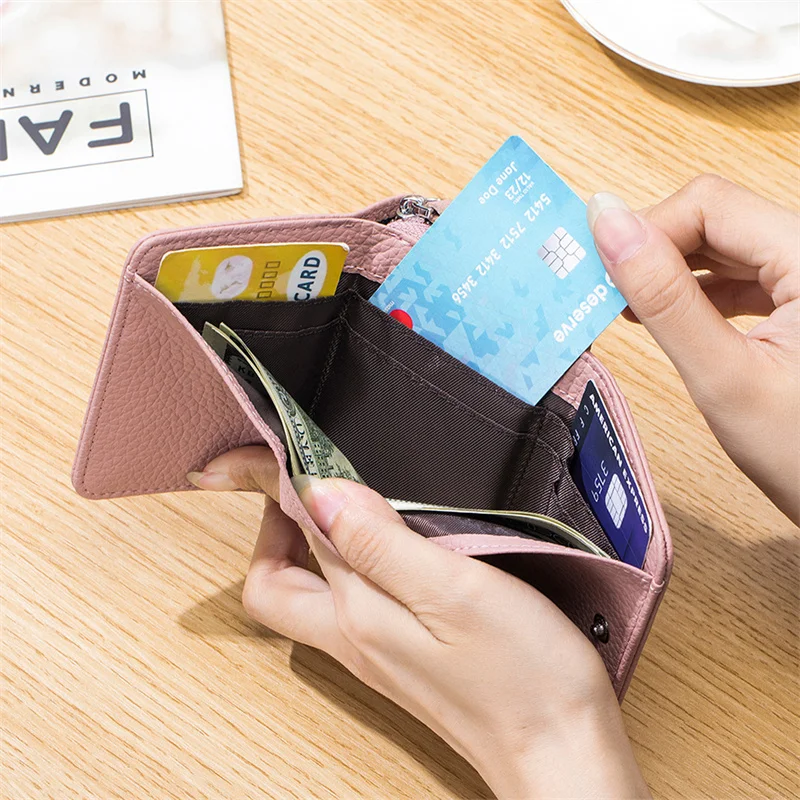  가죽 RFID 단지갑 카드홀더 가방, 휴대용 소가죽, 소형 지퍼, 돈 동전 지갑, 남성 여성 이어폰 파우치