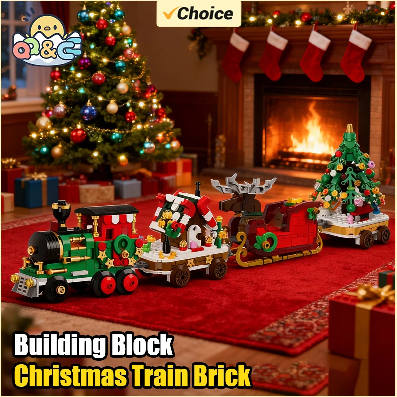 Plastic Christmas Train Building Blocks Toy for Kids