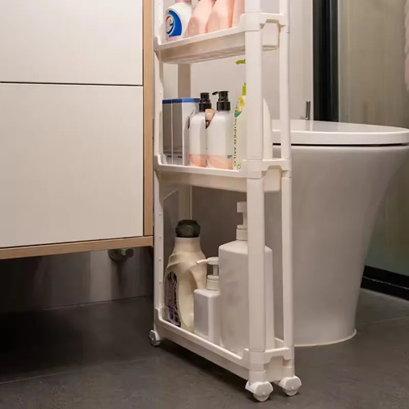 Multi-Layer Behind-The-Door Storage Cabinet Space Saving Trolley Rack for Bathroom & Kitchen Narrow Cabinet Organization 2