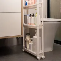 Multi-Layer Behind-The-Door Storage Cabinet Space Saving Trolley Rack for Bathroom & Kitchen Narrow Cabinet Organization 2