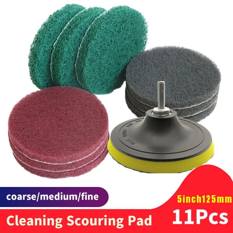 5inch 125MM Power Scrub Pads for Drill Polish Scouring Pad Hook & Loop Non woven Abrasive