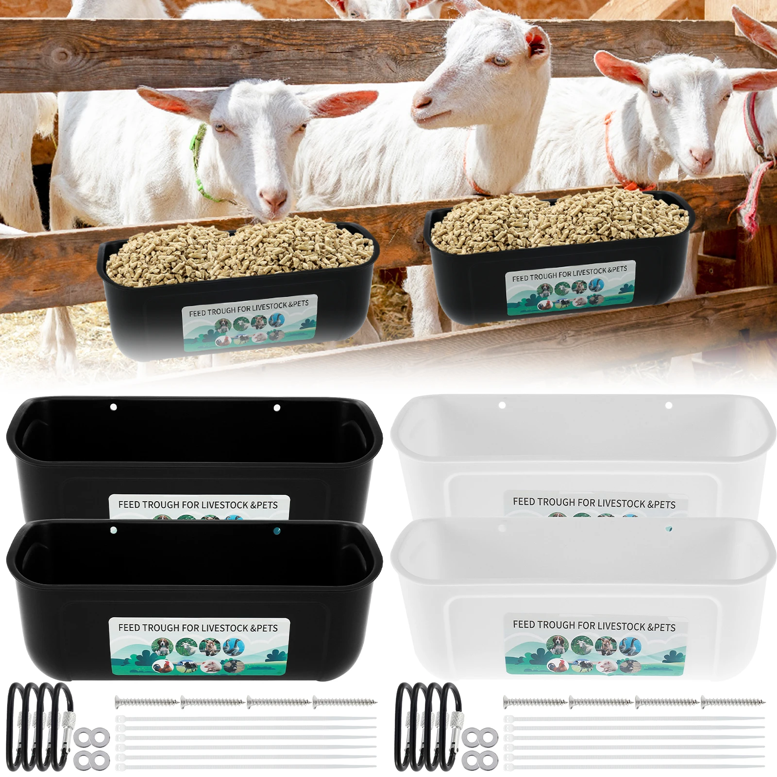 2Pcs Hanging Chicken Feeder BPA Free Poultry Feeding Container Easy to Install Goat Feeder Multi-Role Feed Trough for Duck Goat