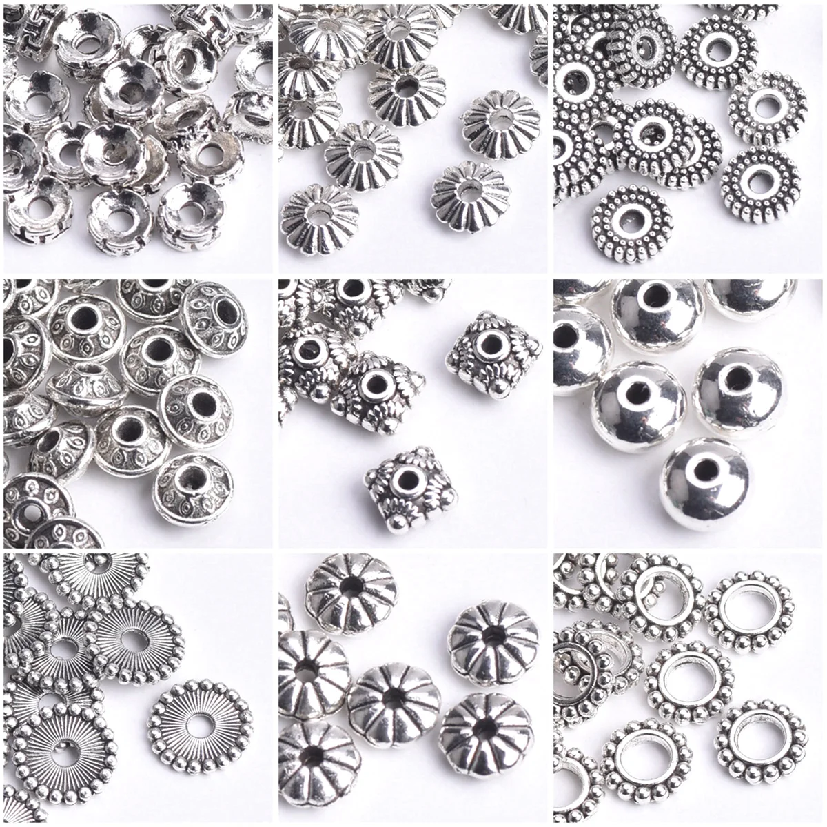 

50pcs 5mm~11mm Tibetan Silver Metal Round Shape Loose Spacer Beads Wholesale Lot For Jewelry Making DIY Findings