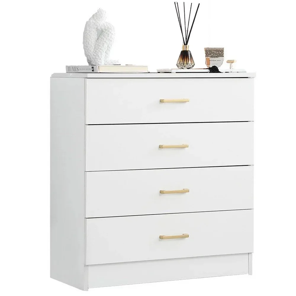 

SUGIFT 4 Drawer Wood Dressers Modern Storage Chest-White