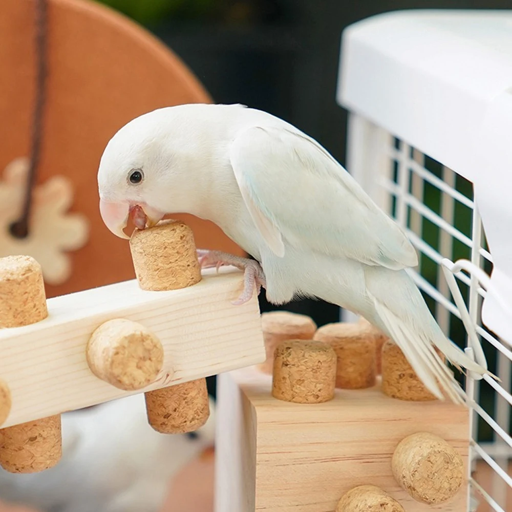 Parrot Chewing Bird Toy Play Stand Intelligence Emotions Toy Cork Treasure Game Puzzle Training Toys for Birds Lovebirds 1pc
