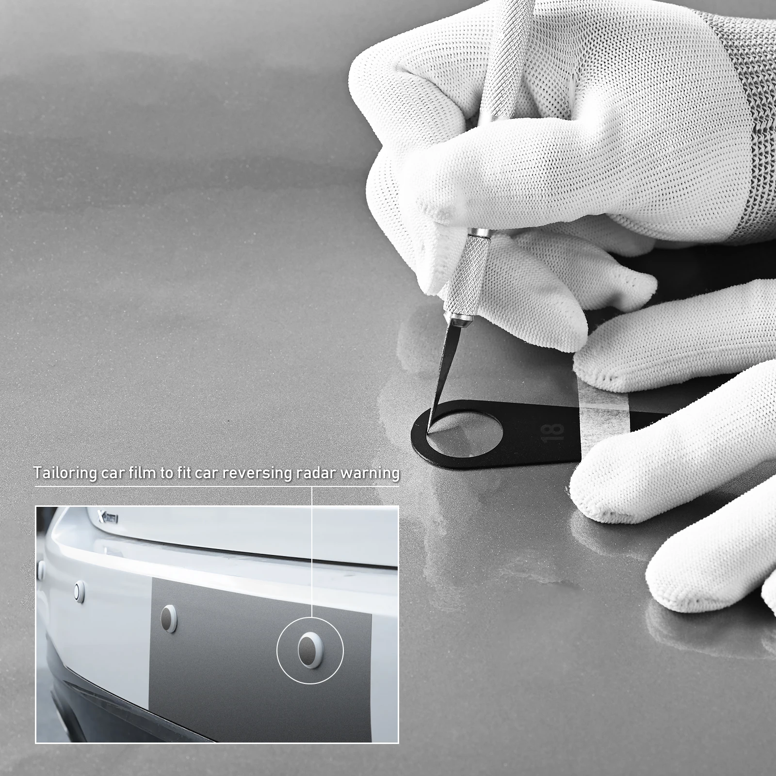 FOSHIO 13-25mm Car Parking Sensor Film Cutting Dies Vehicle Protection Tint Decals Circle Slitting Mold Styling Craft Aid Tool