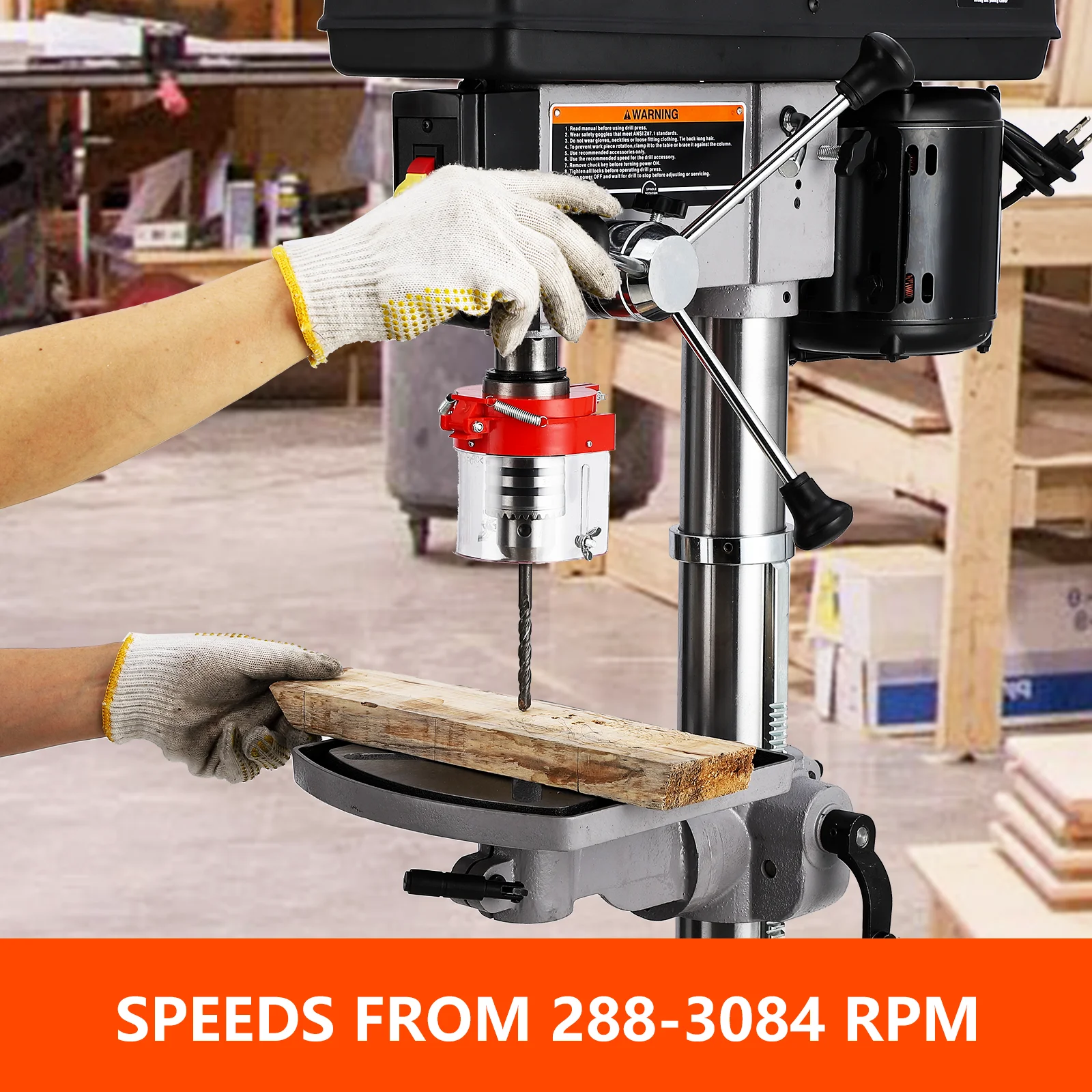 13-inch Floor Drill Press with Variable Speed and Tilting Worktable for Wood Metal Drilling 3