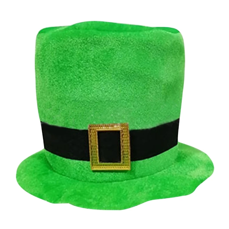 

M2EA Leprechaun Hat Props Holiday Thick St. Patricks Day Top Hat Adults Kids Green Saint Patrick Hat with Beard