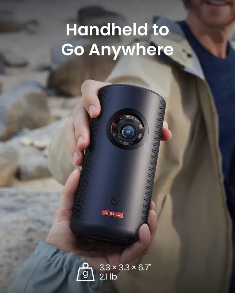 NEBULA by Anker Cápsula 3 Projetor Laser, 1080p, Mini Smart TV, Wi