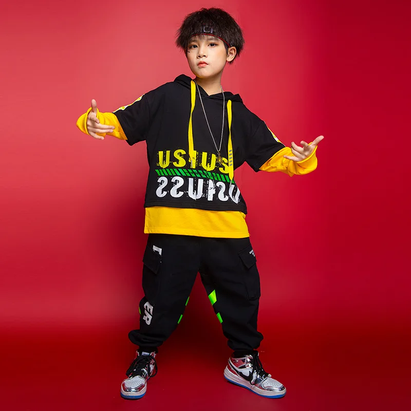 

Kids 2PCS Sets Hoodie Pant Boy Girl Streetwear Hip Hop Dance Costumes Children Sport Tracksuit Hooded Sweatshirt Sweatpant Pant