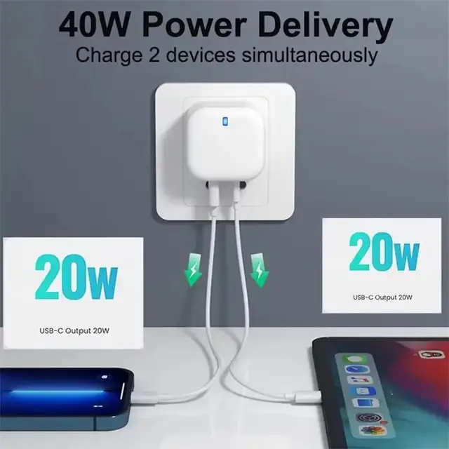 Chargeur mural double USB C Type C PD 40 W – Image 4