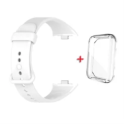 Silicone Protective Wristband Bracelet with Case for Mi Band 9 Pro (White With Clear)