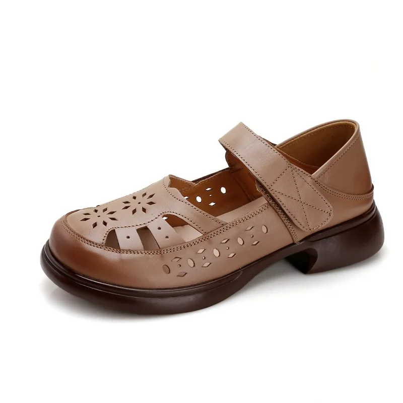 new summer women real leather sandals ladies sandals comfortable flats walking sandals Casual Shoes woman hollow shoes