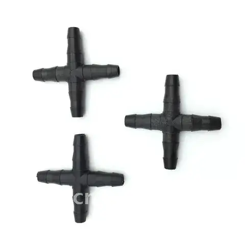 

20 Pieces Straight Cross Connector for 4/7 mm Hose 1/4 'Barb Threaded Barbed Garden Greenhouse Micro Irrigation Pipe Accessories