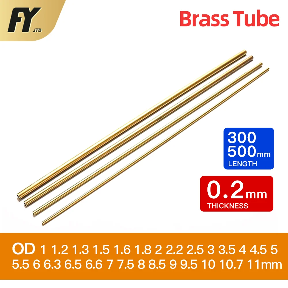 Brass pipe 0.2mm wall thickness 111mm OD brass tube 300mm 500mm length