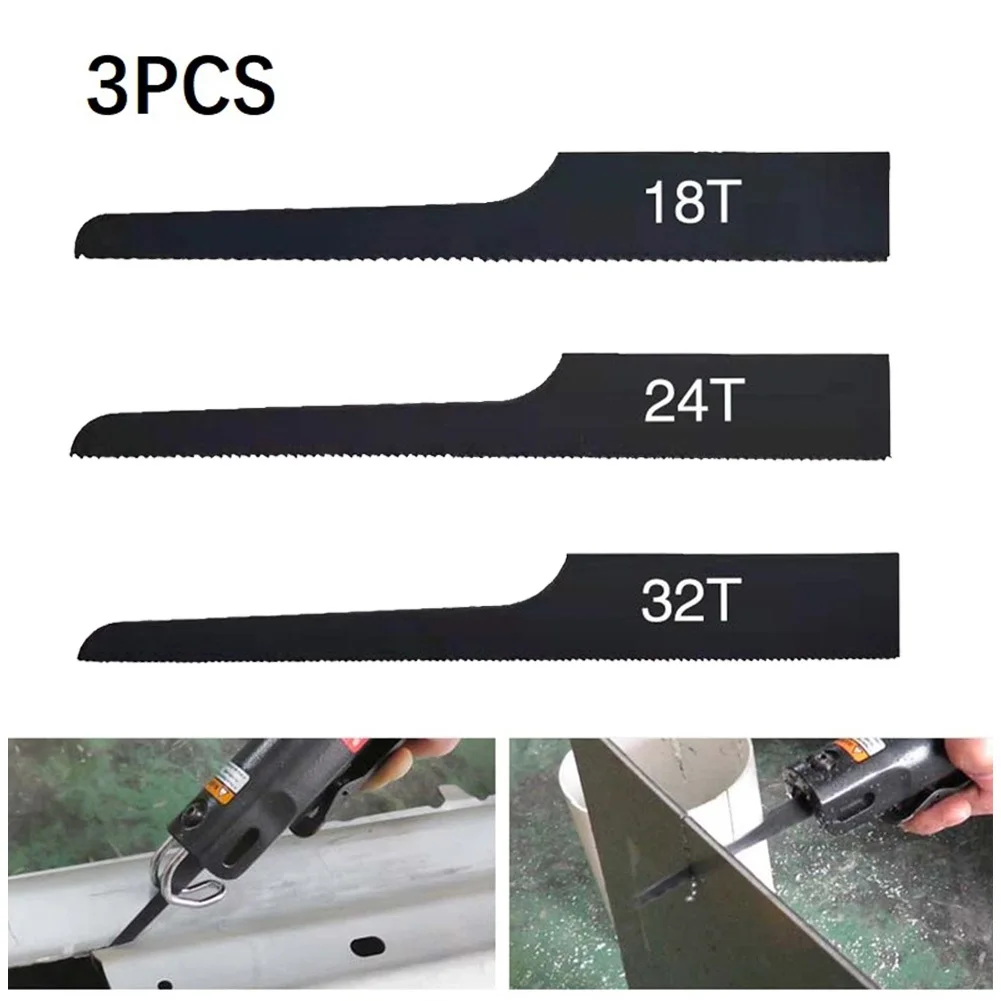 3pcs Pneumatic Saw Blades 18/24/32TPI 91mm Length For Cutting Wood Pieces Fiberglass Plastic Pieces Sheet Metals Cutting Tools