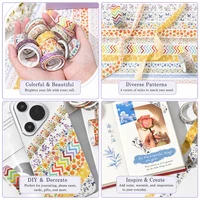 Washi Tape Set, 3/21 Rolls, Assorted Sizes, Floral 3m/Roll Washi Tape for Scrapbook, Arts, Crafts, Journals Planners Decorative 2