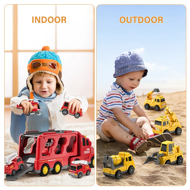 Diecast Carrier Truck Toys Cars Engineering Vehicles Excavator Bulldozer Truck Model Sets Educational Toys For Toddler Kids Gift 5