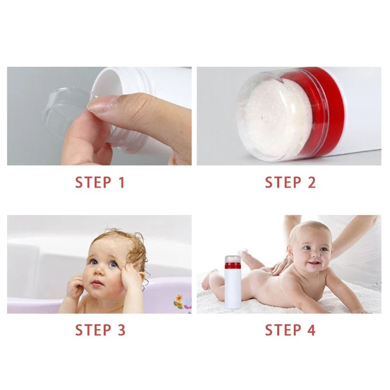 베이비 파우더 퍼프 병, 느슨한 파우더 병, 탈크 파우더 병, 여행 보관용 파우더 (캡, 무작위 색상)