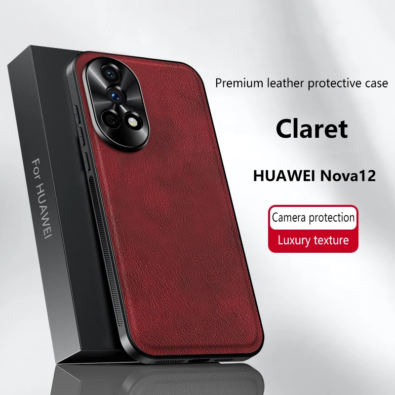 Premium PU Leather Shockproof Phone Case with Magnetic Ring & Lens Protection