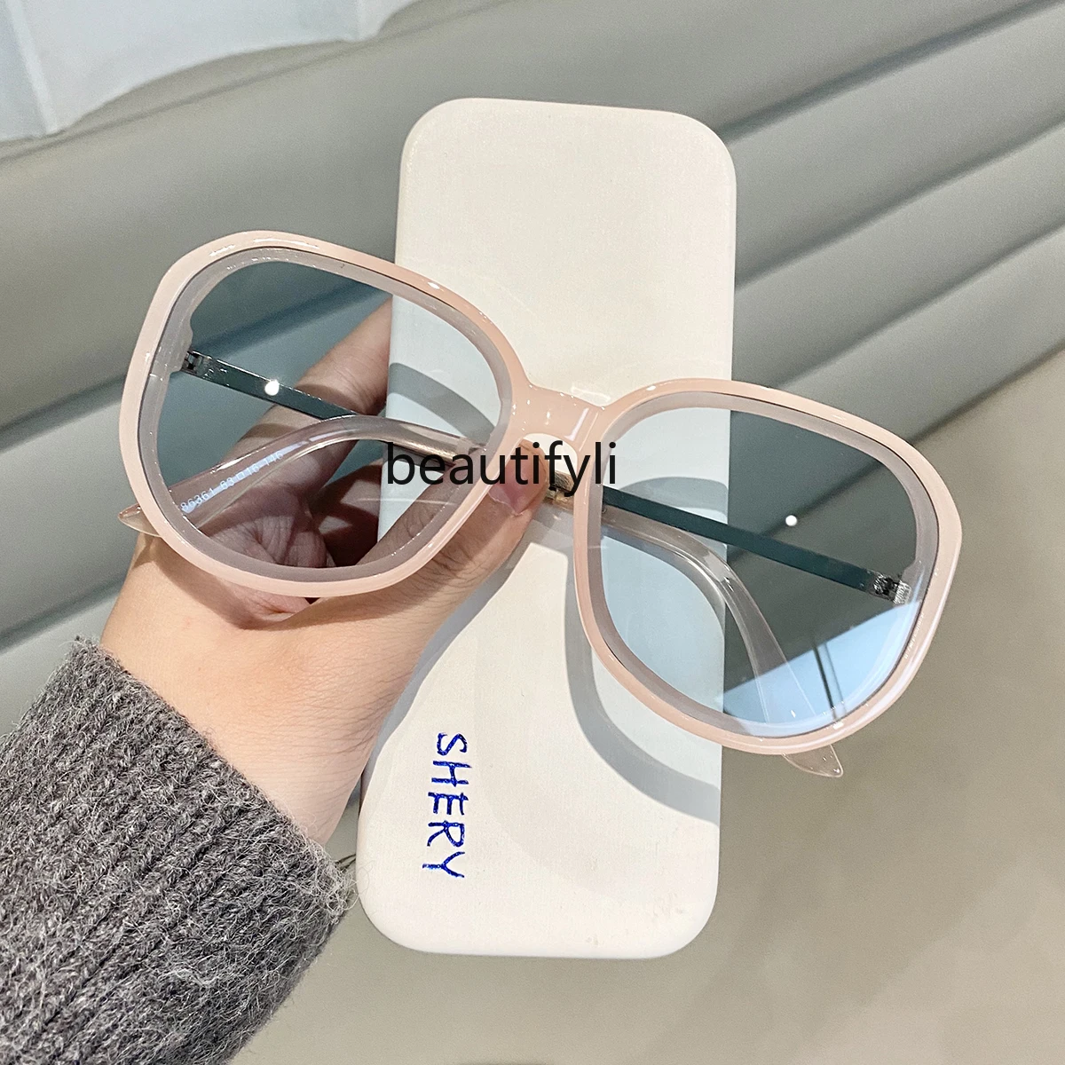 

Retro Polygonal Sunglasses Korean Fashion All-Match Sunglasses Simple Large Frame Glasses