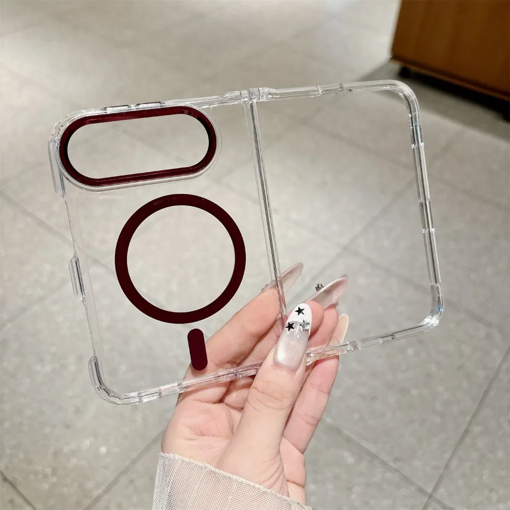Duo Fold Transparent Magnetic Phone Case with Magsafe Wireless Charging Compatibility