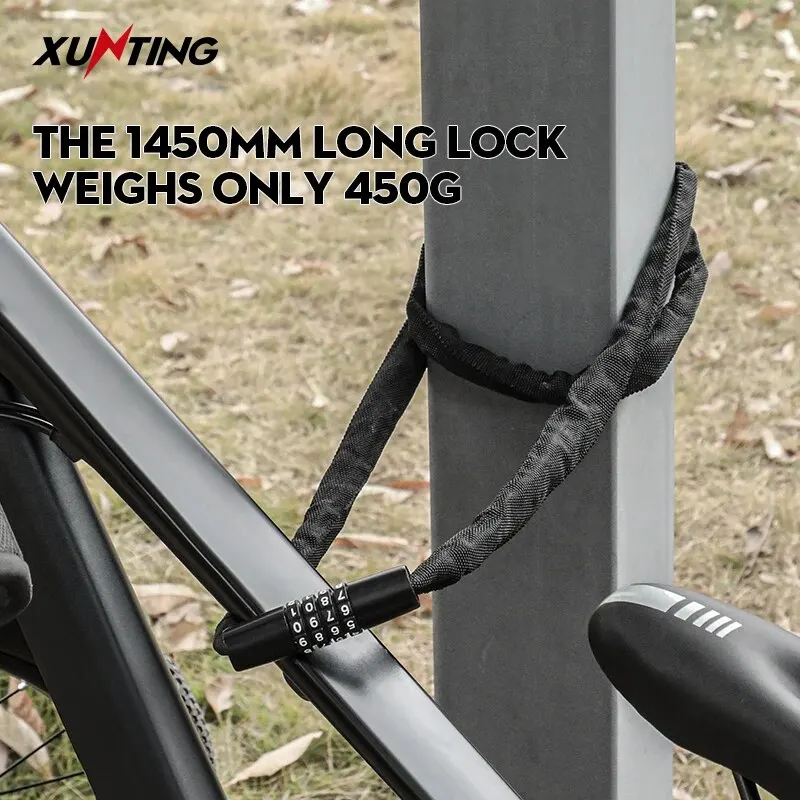 Bike Lock Xunting Bike Lock 4 Digit Code Combination 77cm for Bicycle Equipment MTB Anti-theft Mount Accessories