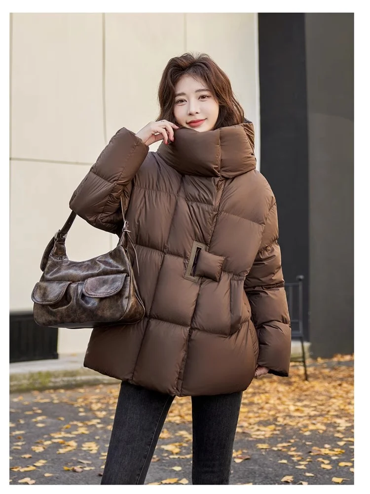 Women Down Jacket Winter Women's Jackets Thick Warm Loose Fashion 90% White Duck Down Puffer Jacket Hooded Casual Puffy Mid-Length Down Coat
