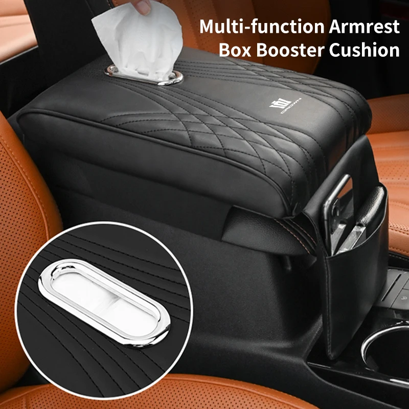 Car Armrest Box Protective Cover Armrest Booster Pad with Tissue