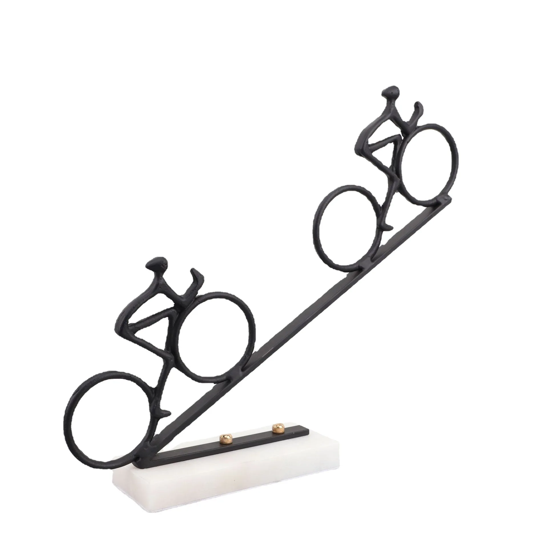

Nordic creative cast iron marble sports figure bicycle ornaments