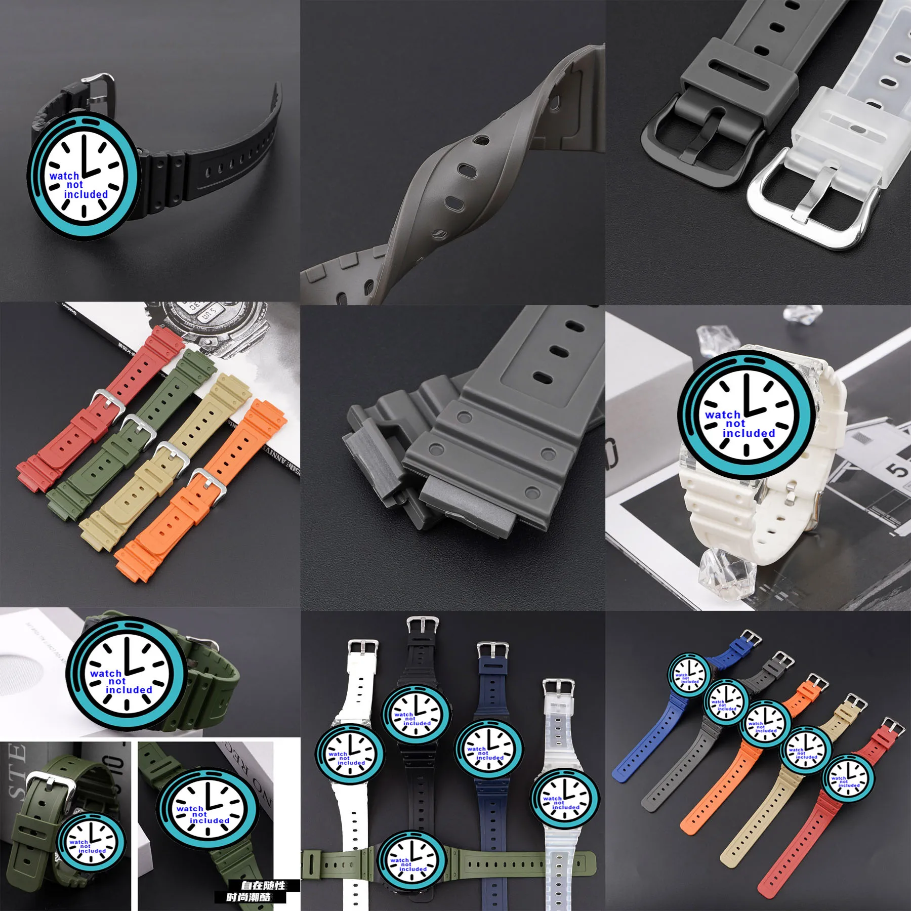 Фото Ремешок силиконовый для Casio G-Shock DW-6900 5600E GW-M5610 GD110 GLS8900, мягкий резиновый браслет для наручных часов, 16 мм №5