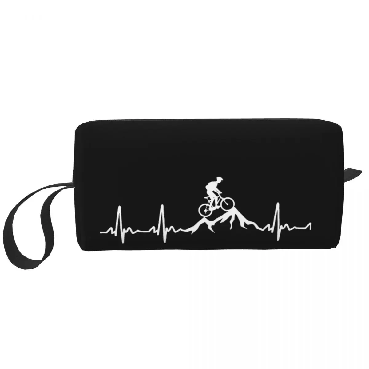 

Mountain Bike Heartbeat MTB Dirt Bike Cosmetic Bag for Women Makeup Bags Cycling Biking Cyclist Bicycle Travel Zipper Toiletry