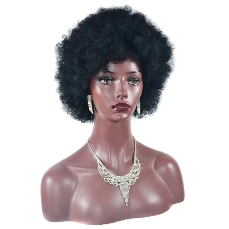 

Afro-african afro fluffy curly wig Female short hair full head set short curly temperament microwave roll the whole wig