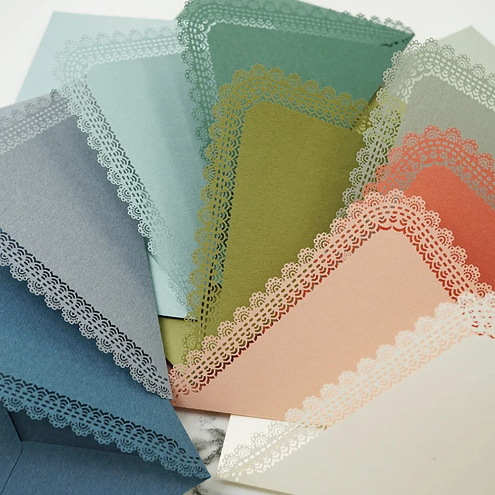 Mailing Envelopes 5pcs Vintage Western Kawaii Hollow Lace for Letter Pads Wedding Party Invitation Cards Cover
